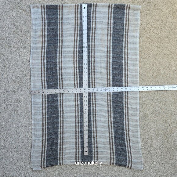 Cashmere Woven Scarf Stripes Brown Grey Nepal - Picture 4 of 11